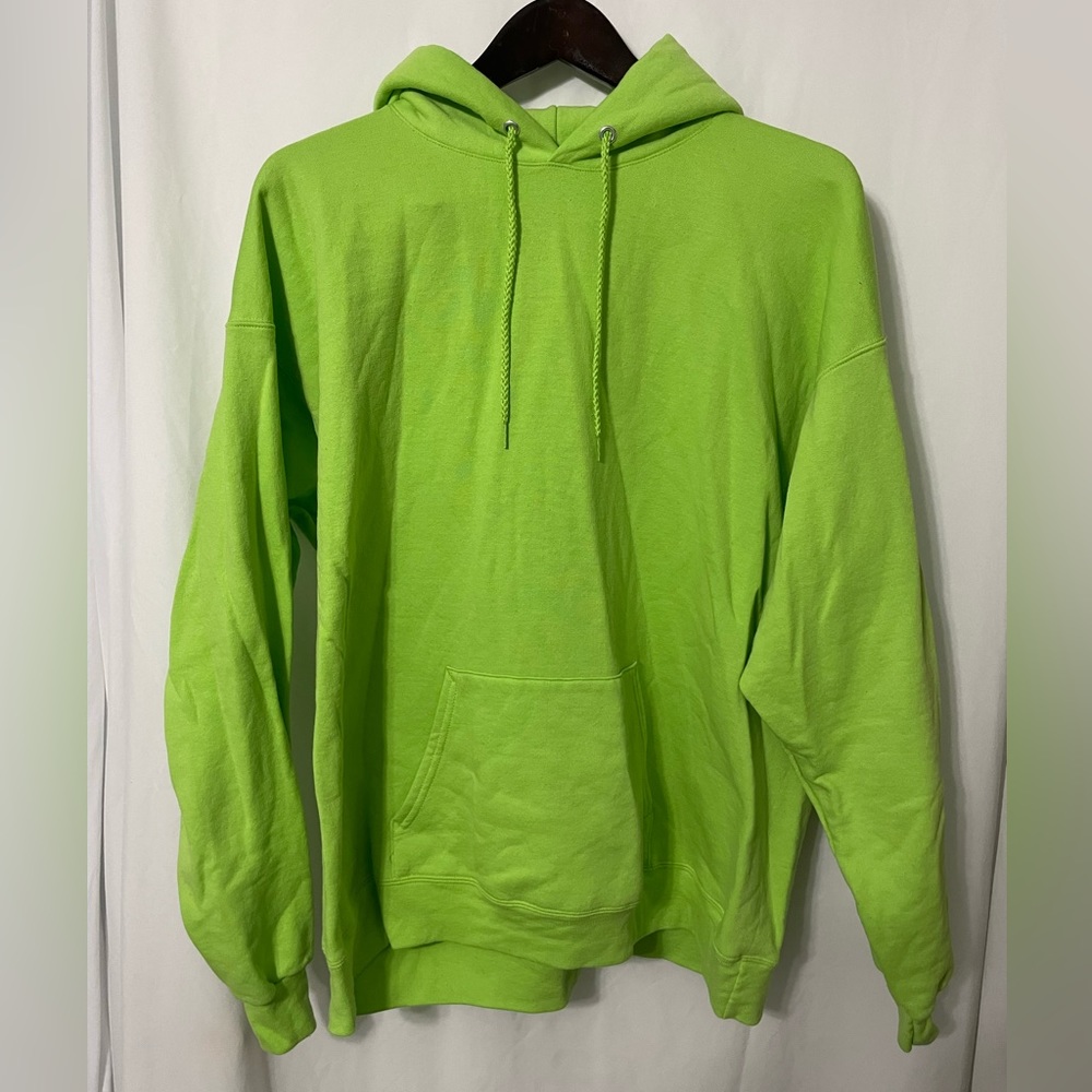 Neon Green Hanes Ecosmart Hoodie XL